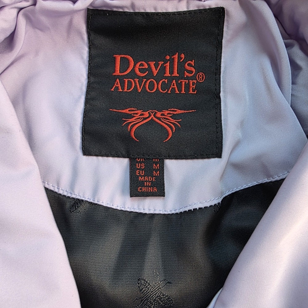 Devil's Advocate Women's Jacket Lavender Coach  M Pastel Snap Front‎ Lightweight - Picture 3 of 9